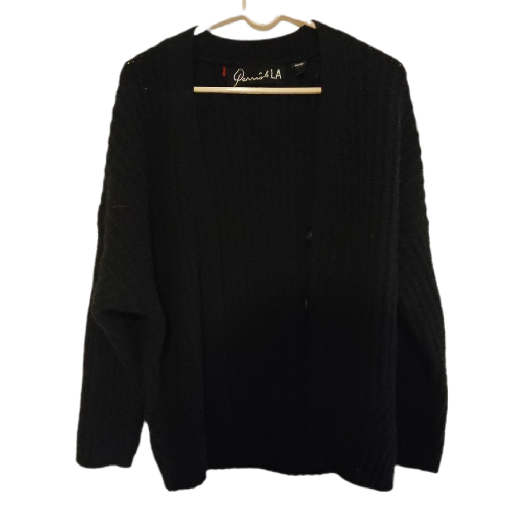 Parrish LA Merino Wool Knit Cardigan Black